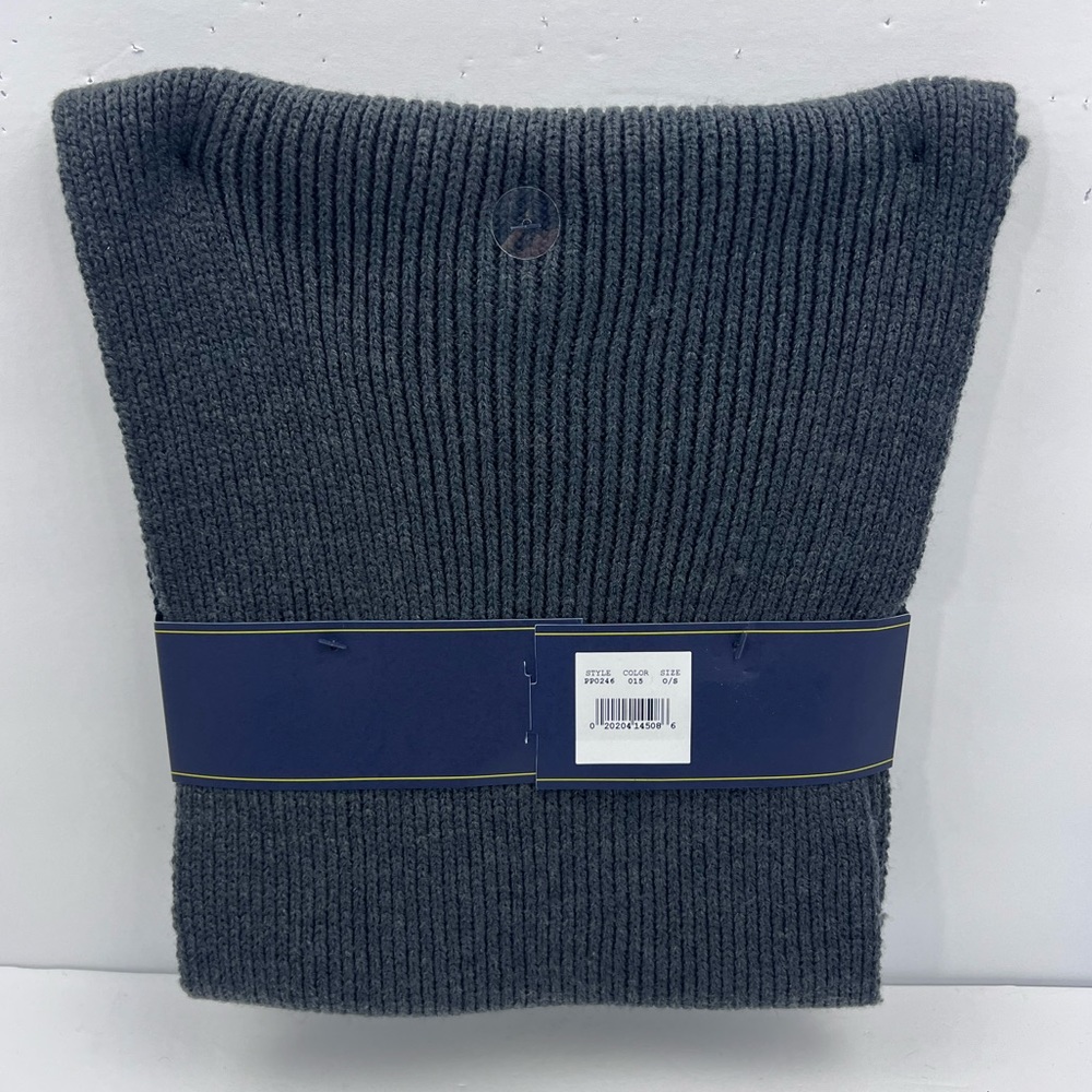 POLO RALPH LAUREN GREY AND NAVY BLUE BEANIE WITH MATCHING SCARF, UNISEX - Picture 2 of 14